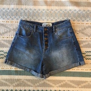 High waist button fly shorts